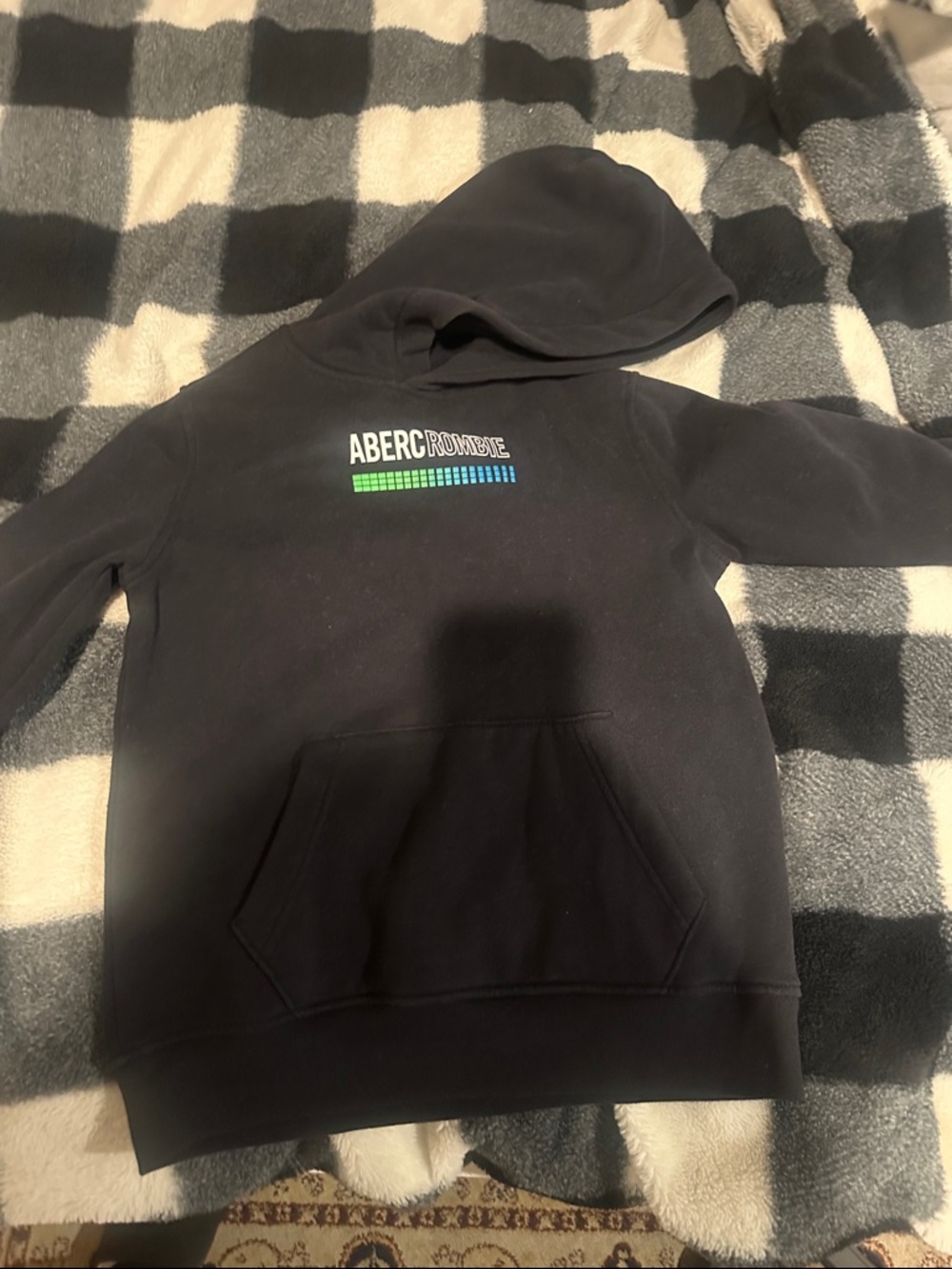 Abercrombie & Fitch Black Zip-Up Hoodie with Green & Blue Accent